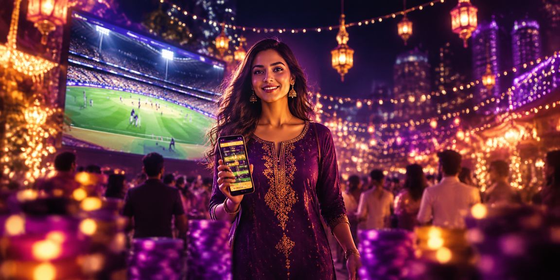 Indian woman playing Andar Bahar online with mobile device