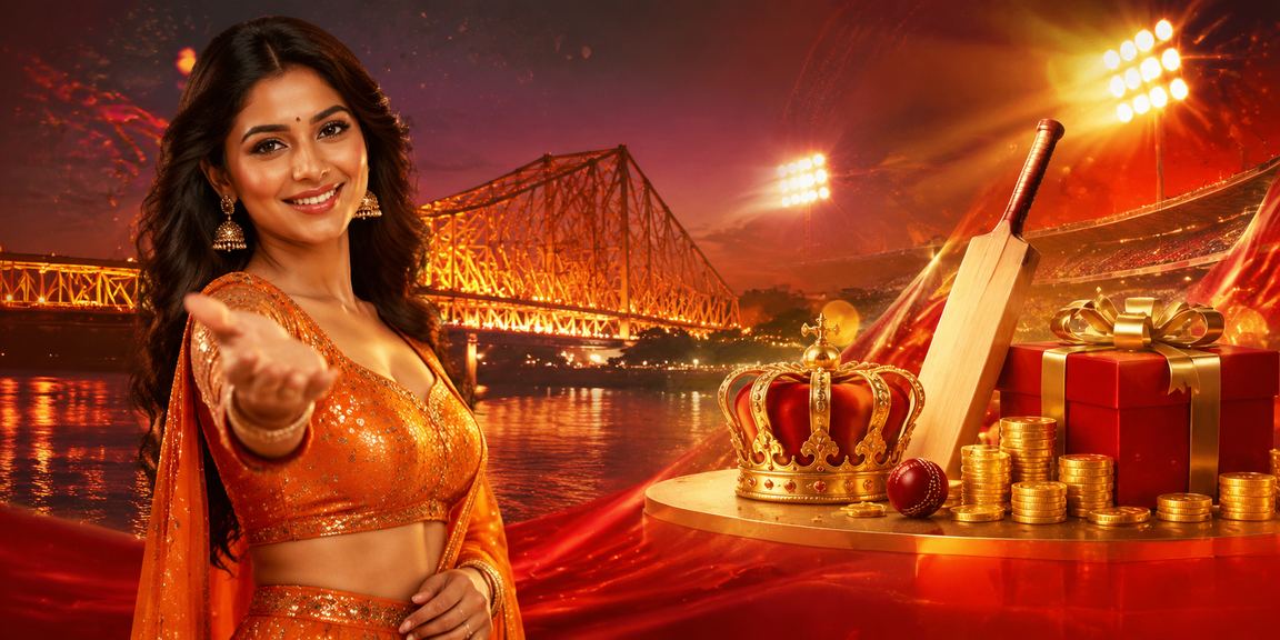 Kolkata cityscape with cricket betting theme